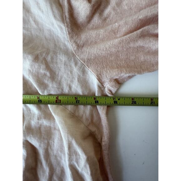 J. Jill Love Linen Blouse 100% Linen Sz S Peach 3/4 Sleeve Pullover V Neck - Picture 5 of 8